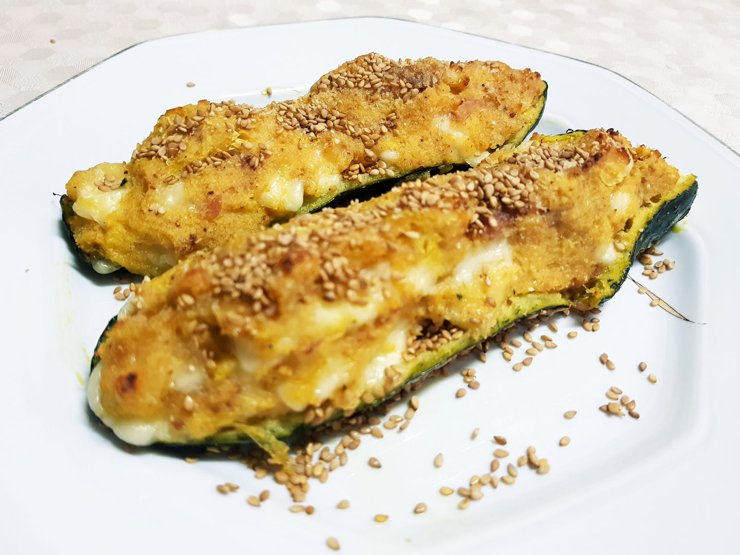 Stuffed, oven baked courgettes Gambuzza ® Organic Italian Sesame Seeds